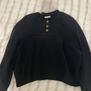 Black Sweater with Button Detail